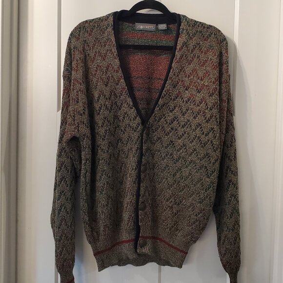 Vintage JT Beckett Wool Blend Knit Cardigan Sweater- Men's Size Large - Picture 1 of 7